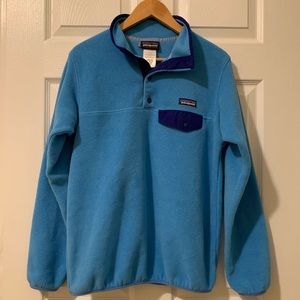 Patagonia Women’s Lightweight Synchilla Snap T Pullover Fleece Small Blue Hiking